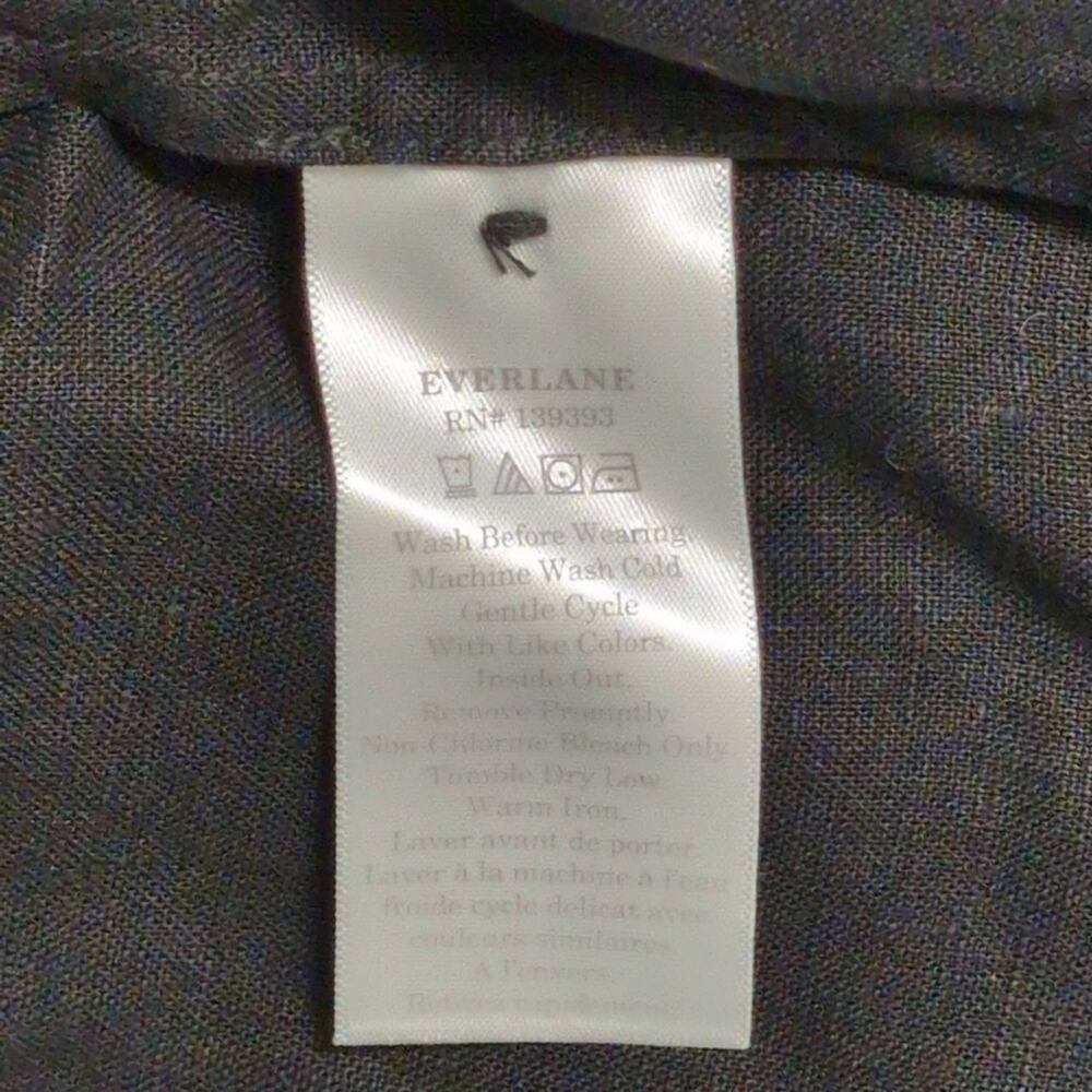NWT Everlane Black Linen Short Sleeve Notch Shirt Pockets Button Up Shirt M - Picture 8 of 9